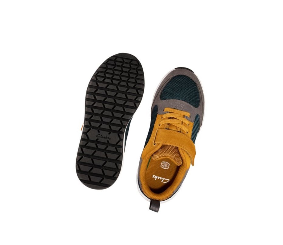 Zapatillas Clarks Aeon Flex Textil Niña Gris Oscuro Amarillo | MKUS-05281