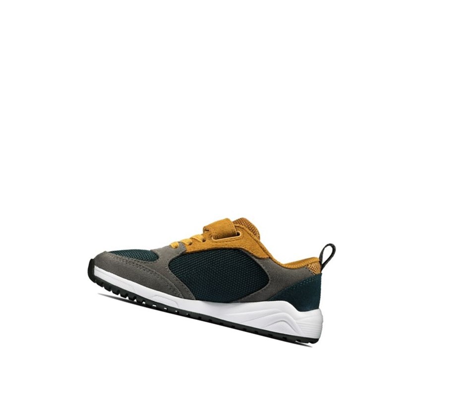 Zapatillas Clarks Aeon Flex Textil Niño Gris Oscuro Amarillo | YGWZ-59628