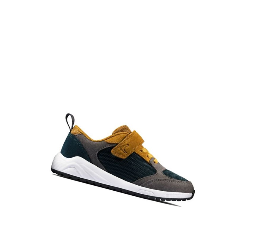 Zapatillas Clarks Aeon Flex Textil Niño Gris Oscuro Amarillo | YGWZ-59628