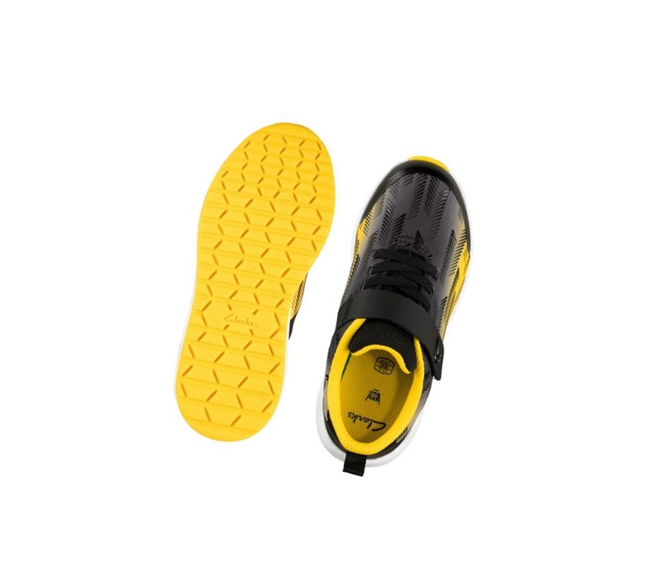 Zapatillas Clarks Aeon Pace Cuero Niña Negras Amarillo | WBEU-92708