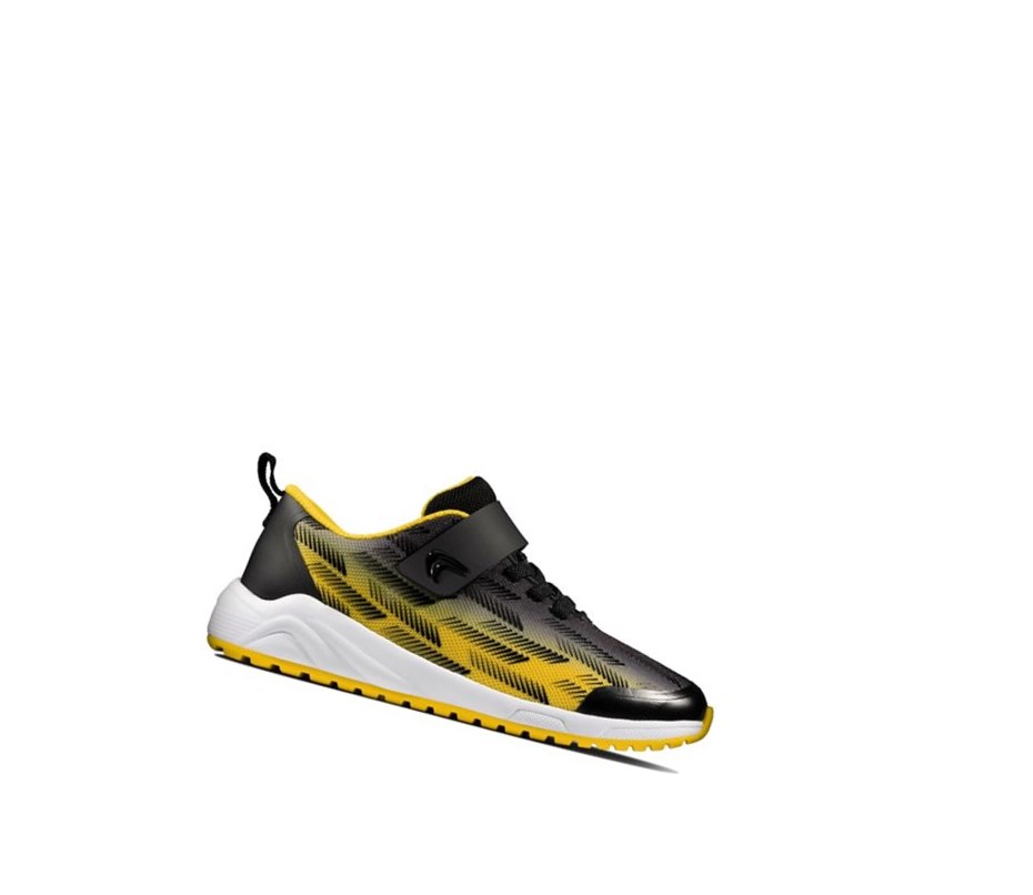 Zapatillas Clarks Aeon Pace Cuero Niño Negras Amarillo | PMAK-75104