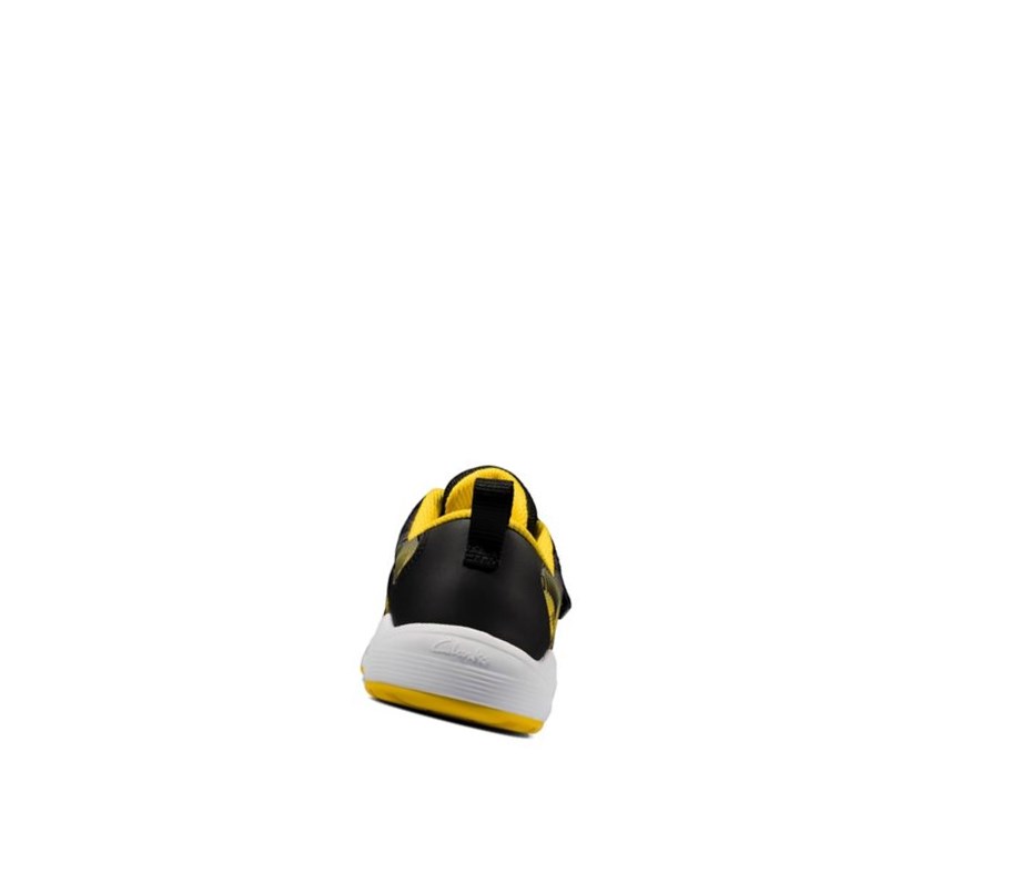 Zapatillas Clarks Aeon Pace Cuero Niño Negras Amarillo | VFAH-75312