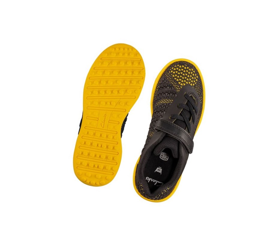 Zapatillas Clarks Award Swift Niño Negras Amarillo | ZONG-83152