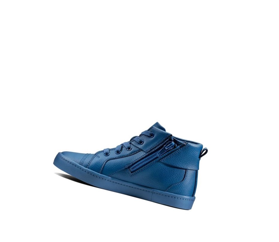 Zapatillas Clarks City Oasis Cuero Niño Azules Oscuro | VYXB-94786