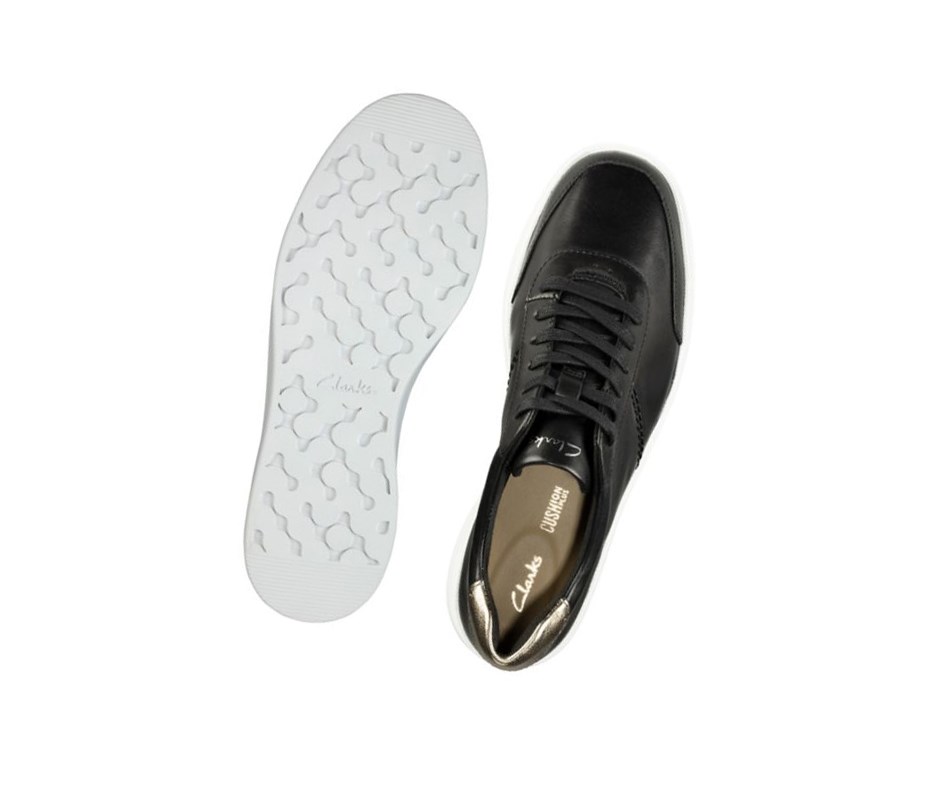 Zapatillas Clarks Hero Walk Encaje-ups Cuero Mujer Negras | OBEY-07391