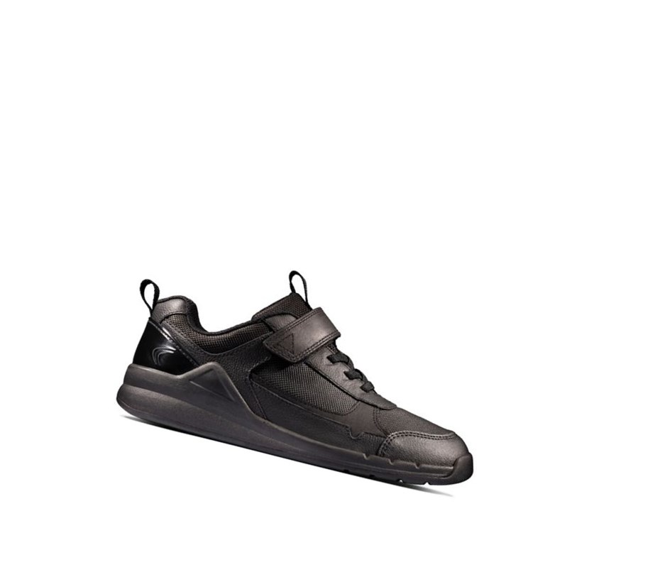 Zapatillas Clarks Orbit Sprint Cuero Niña Negras | JTHU-45978