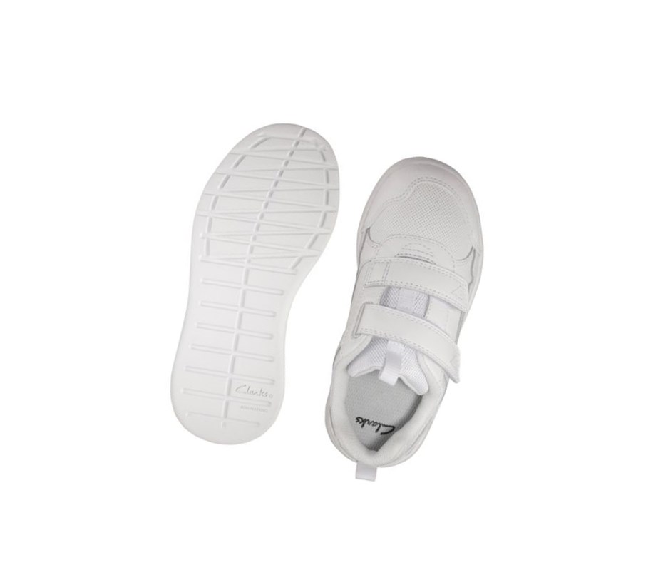 Zapatillas Clarks Orbit Sprint Cuero Niña Blancas | QAVR-14860