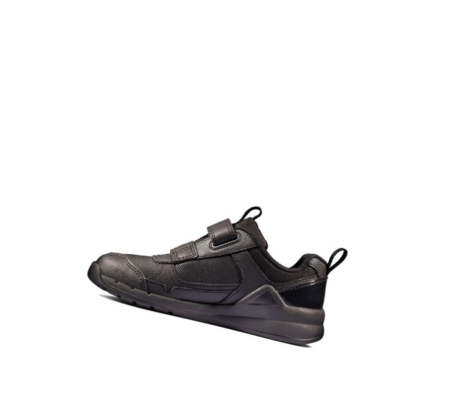 Zapatillas Clarks Orbit Sprint Cuero Niño Negras | WMVS-56831