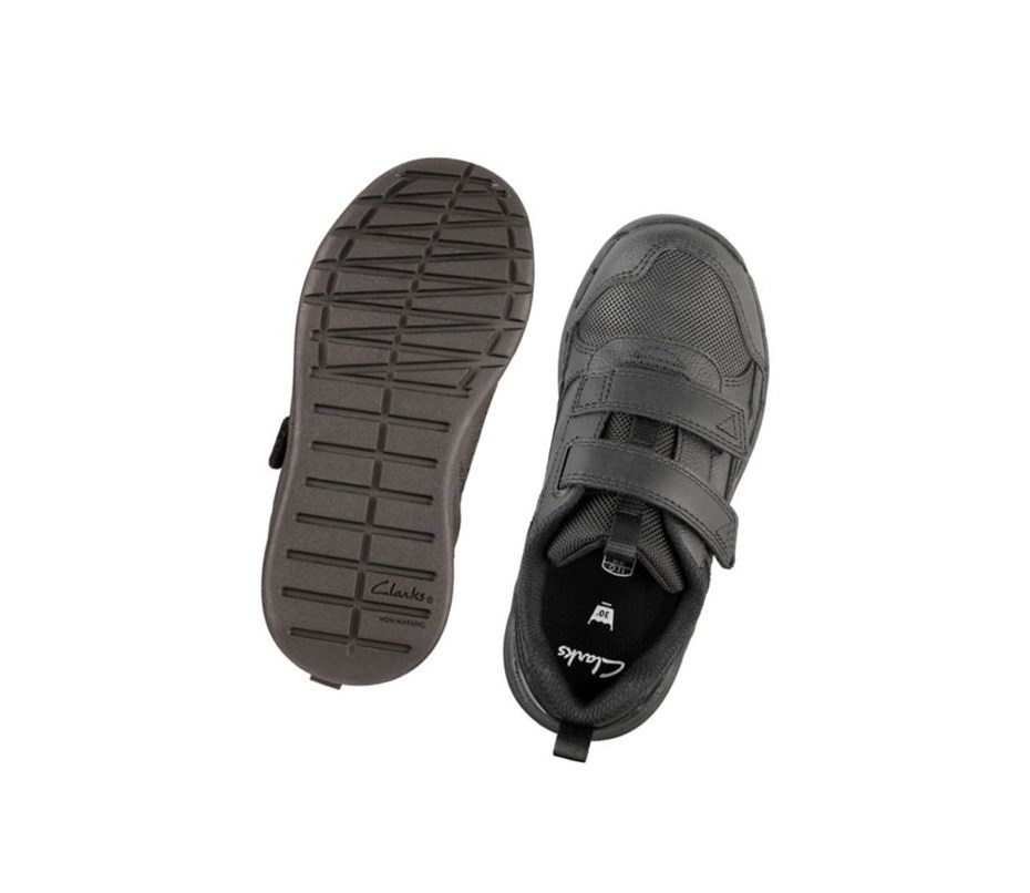 Zapatillas Clarks Orbit Sprint Cuero Niño Negras | WMVS-56831