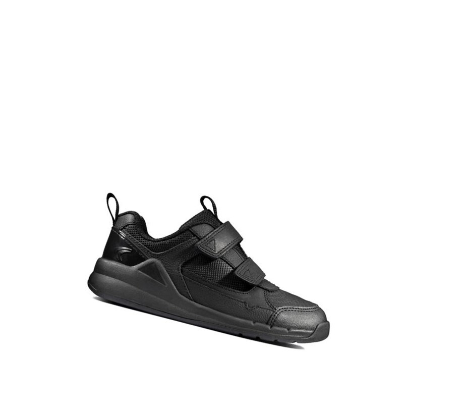 Zapatillas Clarks Orbit Sprint Cuero Niño Negras | WMVS-56831