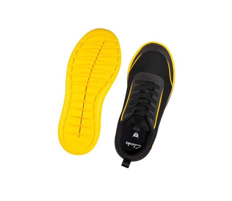 Zapatillas Clarks Suburb Spark Niño Negras Amarillo | FKXP-49863