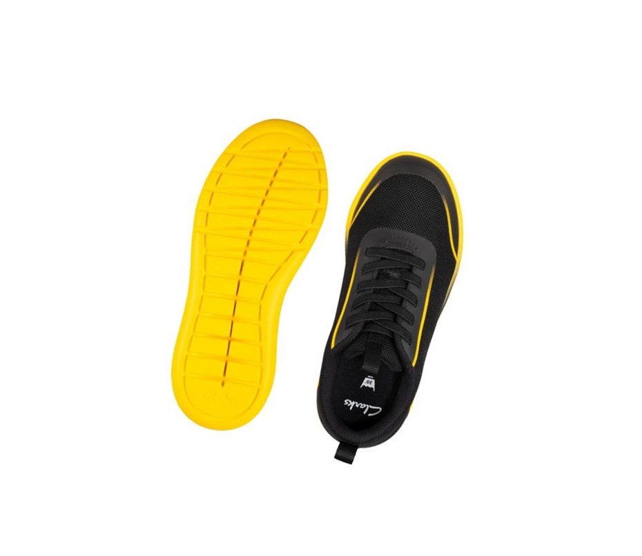 Zapatillas Clarks Suburb Spark Niño Negras Amarillo | OSXH-27694