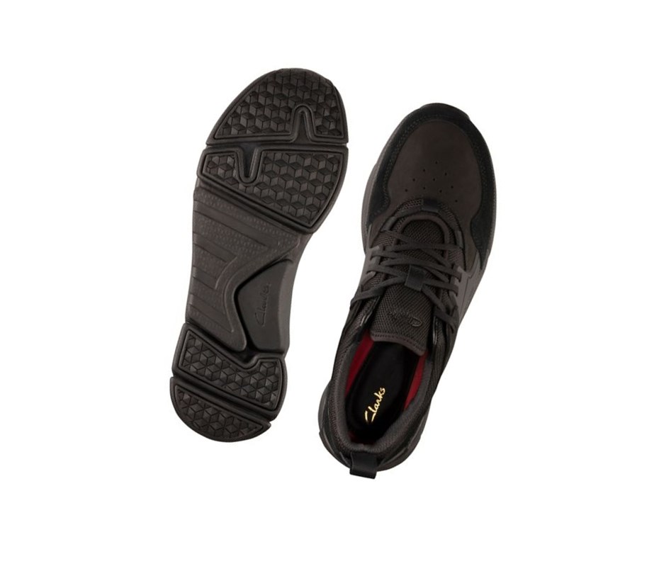 Zapatillas Clarks Tri Active Encaje Cuero Hombre Negras | BYCA-68945