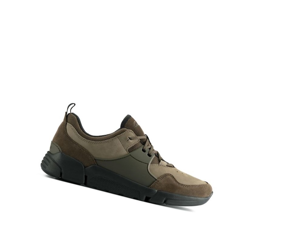 Zapatillas Clarks Tri Active Encaje Cuero Hombre Verde Oliva Oscuro | PQKI-38019