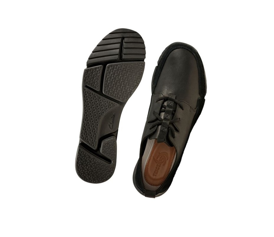 Zapatillas Clarks Tri Solar Cuero Hombre Negras | MRZJ-12795