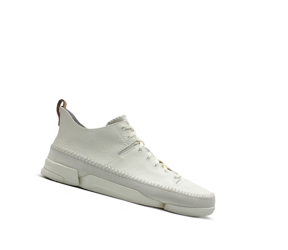 Zapatillas Clarks Trigenic Flex Cuero Hombre Blancas | IBFT-25673