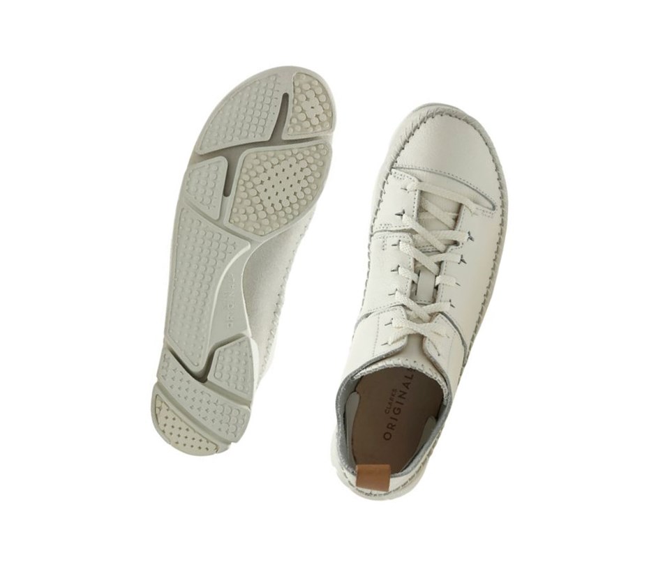 Zapatillas Clarks Trigenic Flex Cuero Mujer Blancas | EQXU-76814