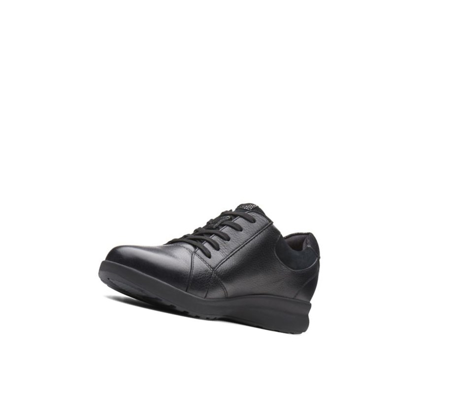 Zapatillas Clarks Un Adorn Encaje Cuero Mujer Negras | NLYK-06271