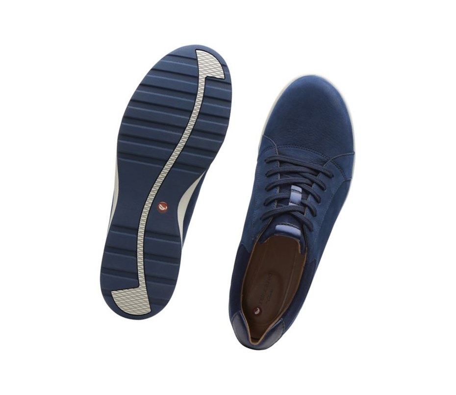 Zapatillas Clarks Un Adorn Encaje Cuero Mujer Azul Marino | POCB-23750