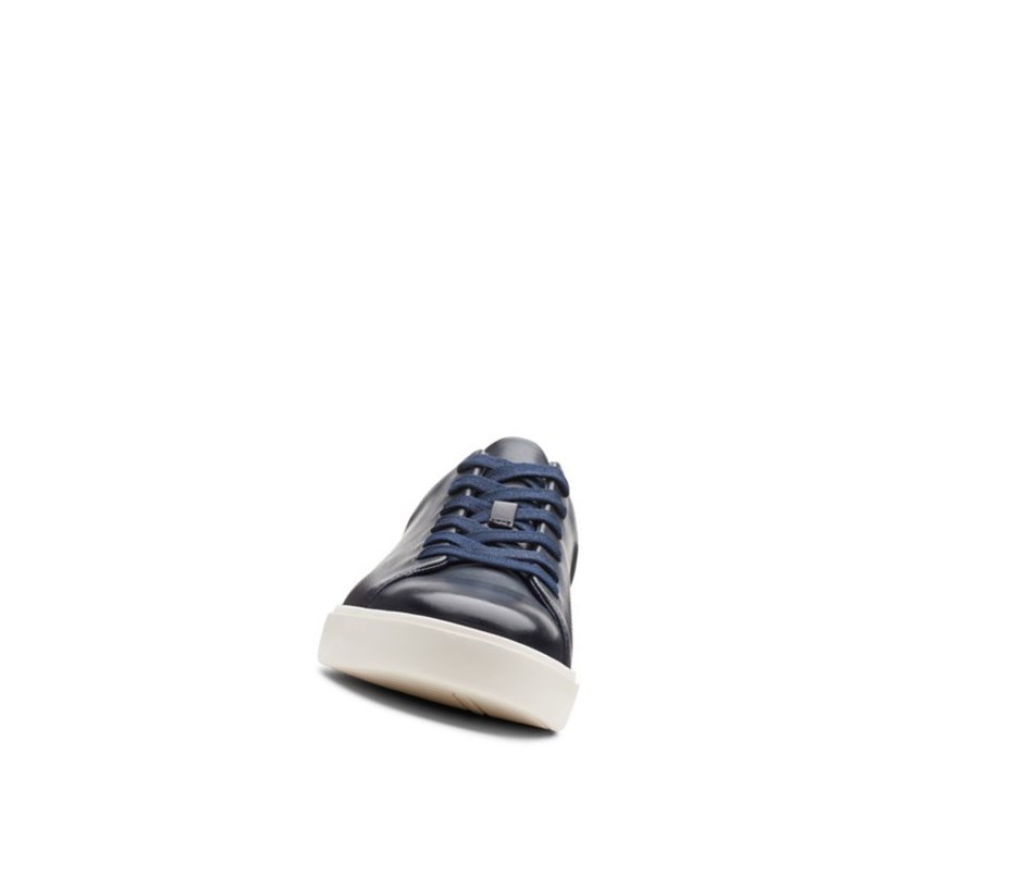 Zapatillas Clarks Un Costa Encaje Cuero Hombre Azul Marino | MOCD-51628