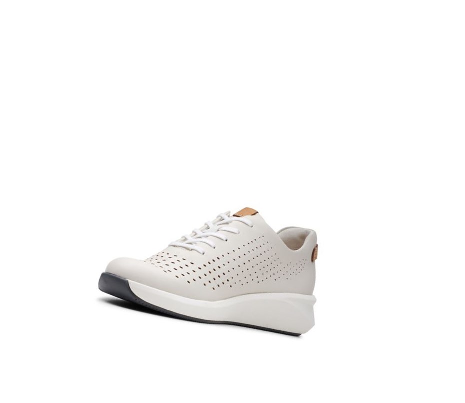 Zapatillas Clarks Un Rio Tie Cuero Mujer Blancas | YOKQ-87123