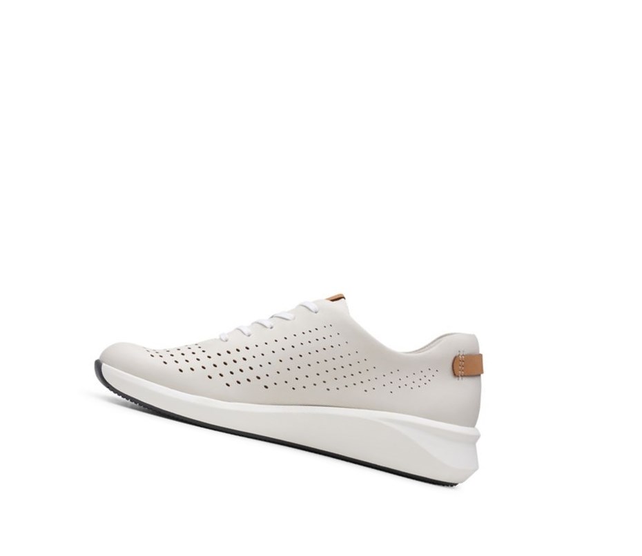 Zapatillas Clarks Un Rio Tie Cuero Mujer Blancas | YOKQ-87123