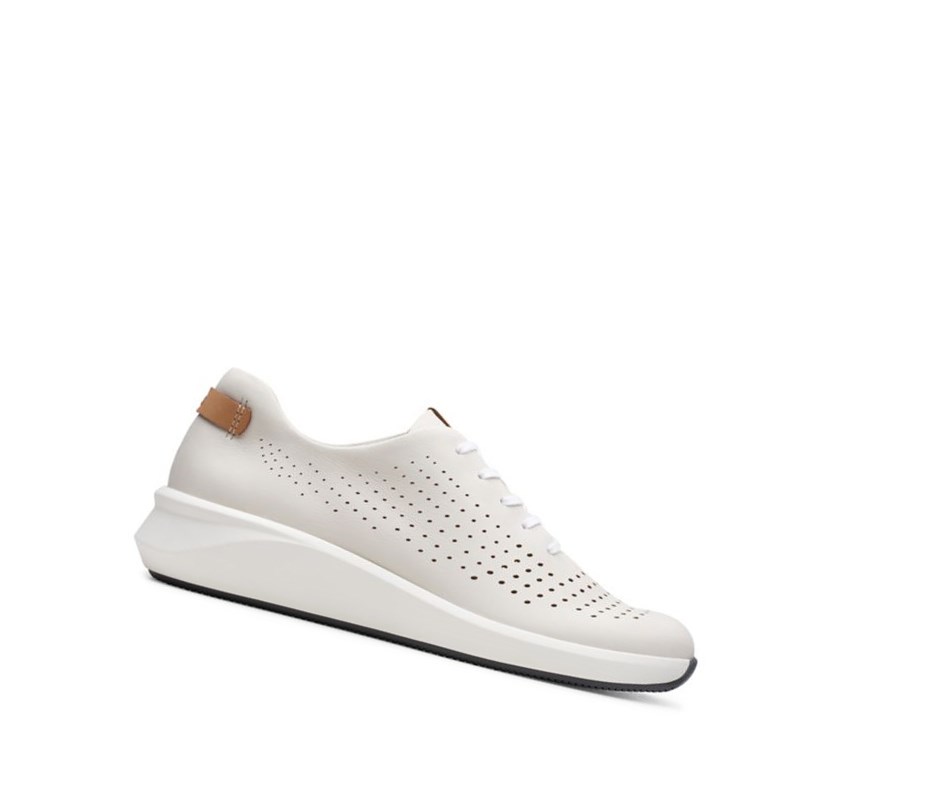 Zapatillas Clarks Un Rio Tie Cuero Mujer Blancas | YOKQ-87123