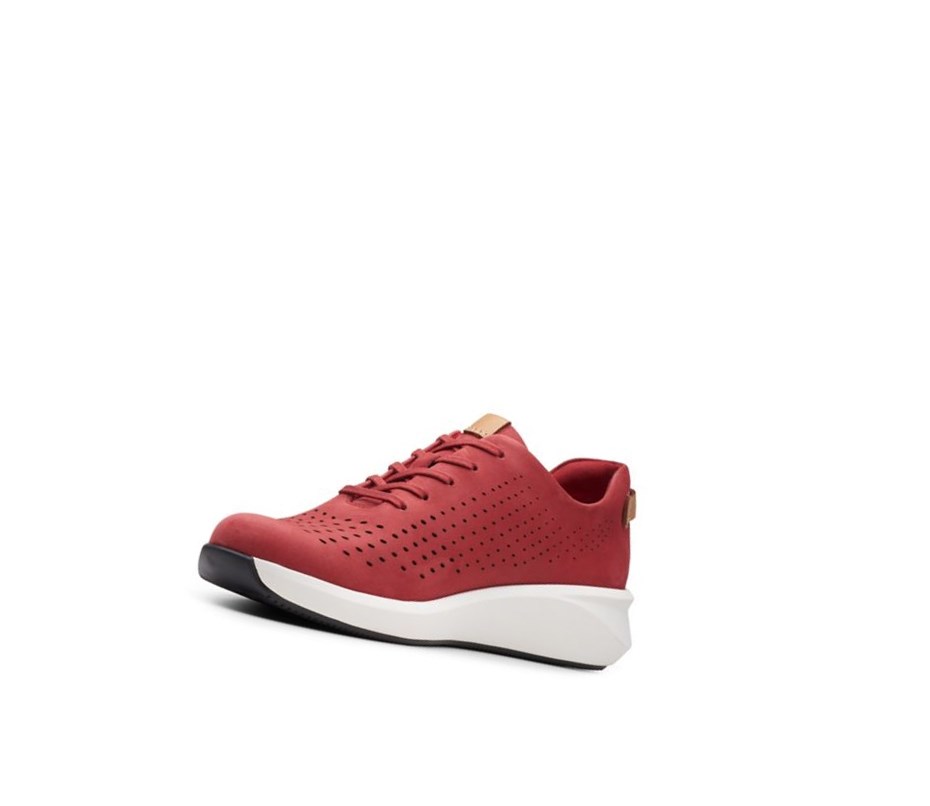 Zapatillas Clarks Un Rio Tie Nubuck Cuero Mujer Rojas | VARN-73246