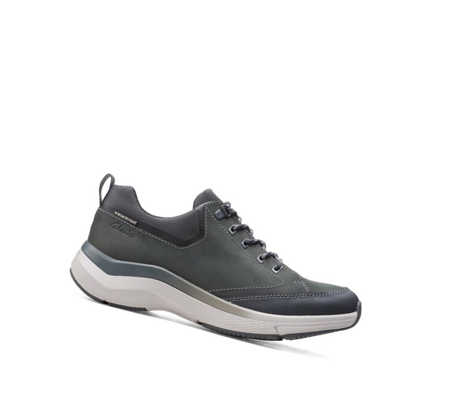 Zapatillas Clarks Wave 2.0 Vibe Nubuck Cuero Hombre Gris Oscuro | KMEP-49803