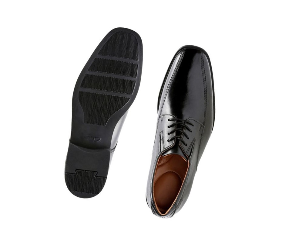 Zapatillas Para Caminar Clarks Tilden Walk Cuero Anchos Fit Hombre Negras | SRVH-02895