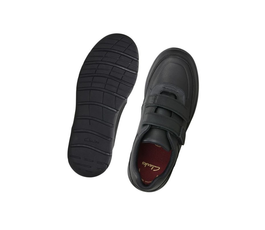 Zapatillas Para Caminar Clarks Venture Walk Cuero Niño Negras | SJTP-46927