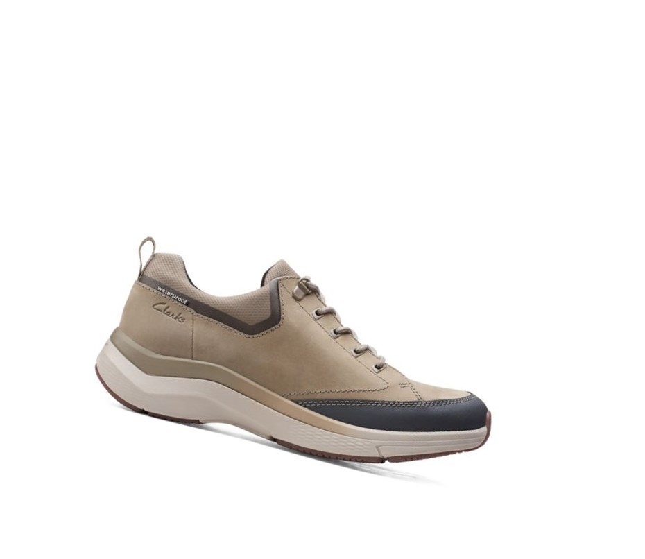 Zapatillas Para Caminar Clarks Wave 2.0 Vibe Nubuck Cuero Anchos Fit Hombre Verde Oliva | OJFA-78520