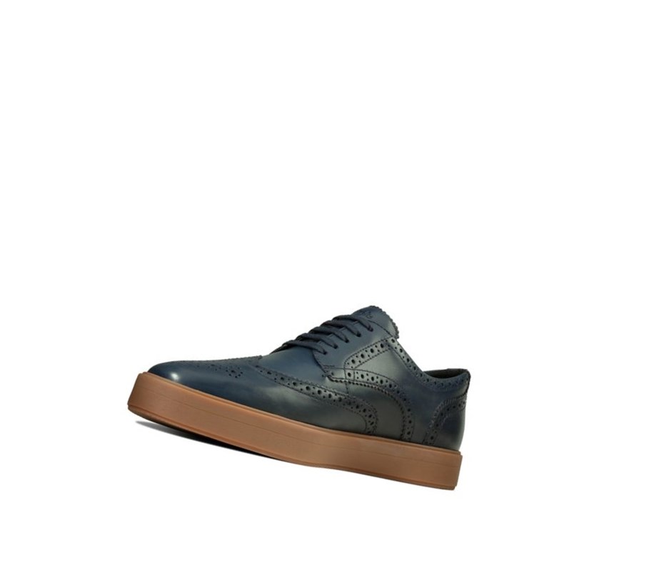 Zapatos Brogue Clarks Hero Limit Cuero Hombre Azul Marino | XKWA-92847