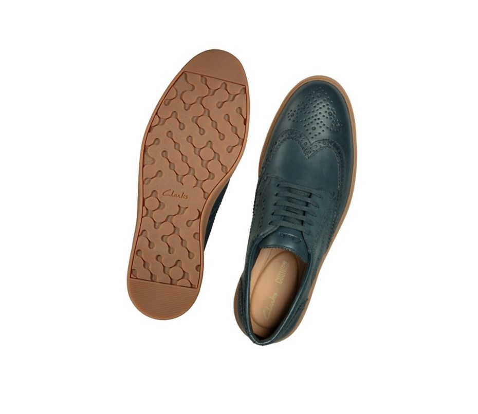 Zapatos Brogue Clarks Hero Limit Cuero Hombre Azul Marino | XKWA-92847