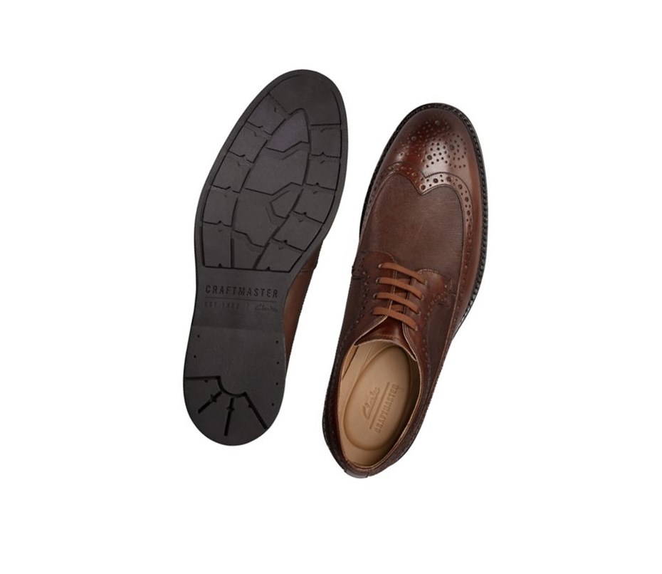 Zapatos Brogue Clarks Ronnie Limit Cuero Hombre Marrones Oscuro | MZTI-72061