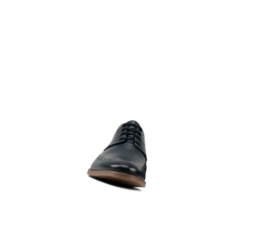 Zapatos Brogue Clarks Stanford Limit Cuero Hombre Azul Marino | YRUW-23790