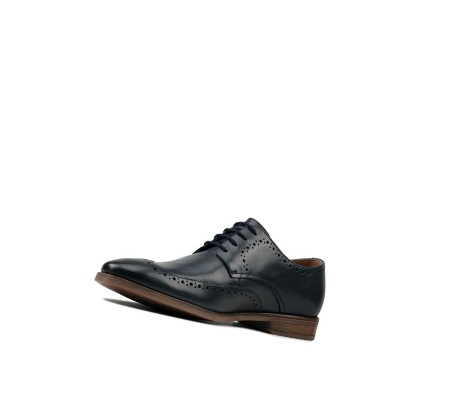 Zapatos Brogue Clarks Stanford Limit Cuero Hombre Azul Marino | YRUW-23790