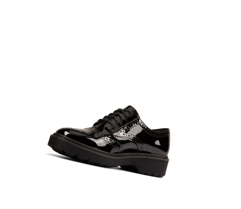 Zapatos Brogue Clarks Witcombe Echo Charol Gamuza Mujer Negras | LTNK-30625