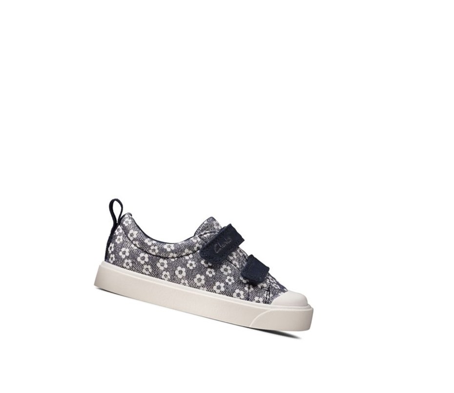 Zapatos Casuales Clarks City Bright Floral Niña Azul Marino | AIPY-86549