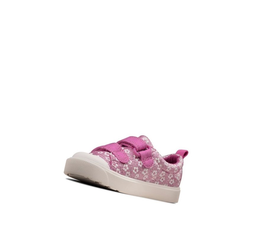 Zapatos Casuales Clarks City Bright Floral Niño Rosas | DONG-61392