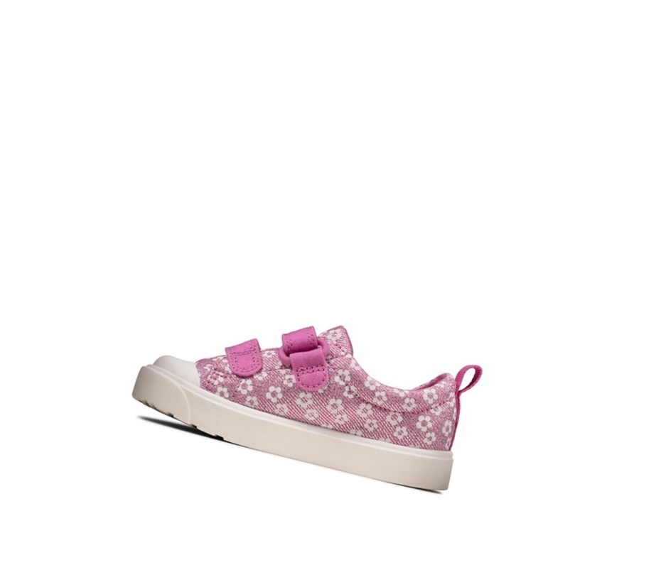 Zapatos Casuales Clarks City Bright Floral Niño Rosas | DONG-61392