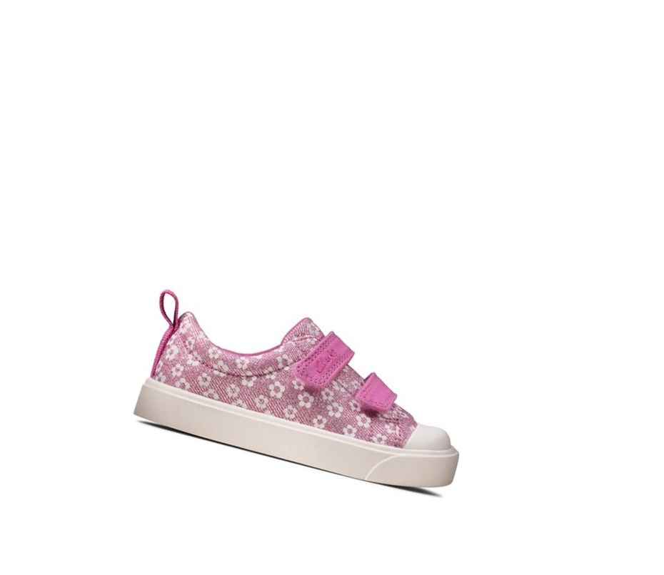 Zapatos Casuales Clarks City Bright Floral Niña Rosas | QOBV-68724