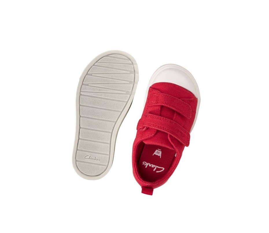 Zapatos Casuales Clarks City Bright Niño Rojas | UOJR-49273