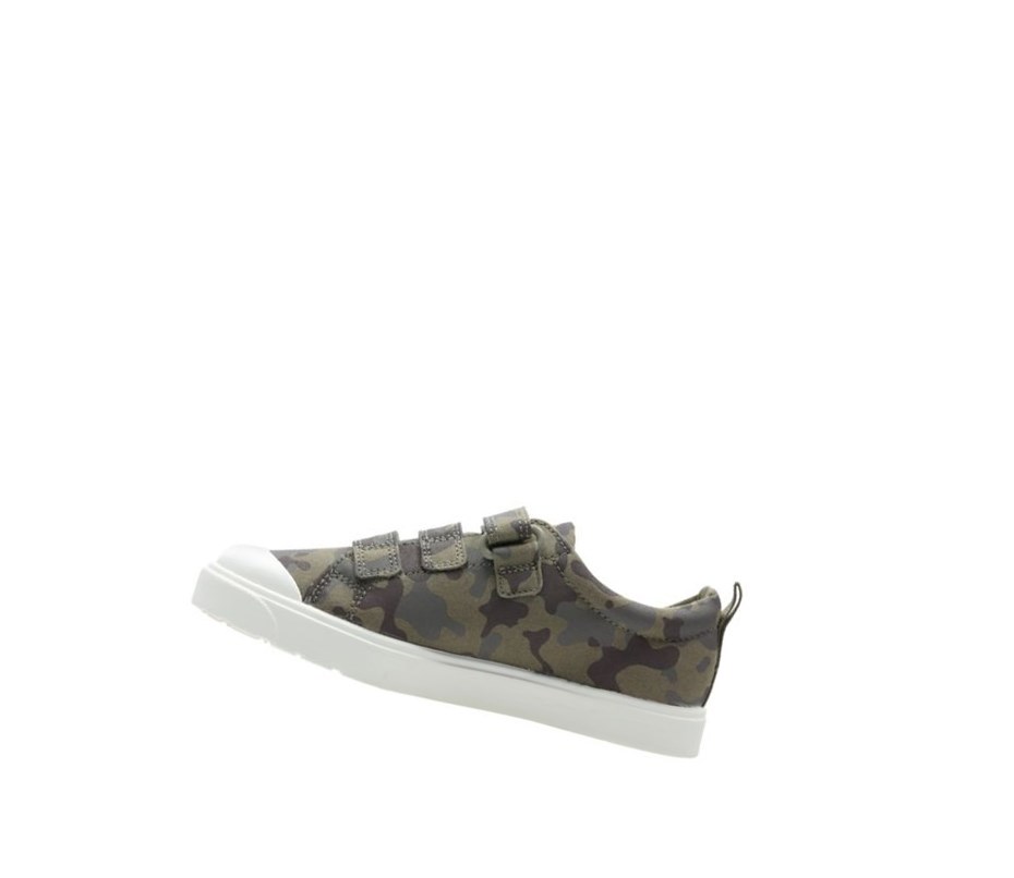 Zapatos Casuales Clarks City Flare Lo Niño Verde Oliva Camuflaje | CYZJ-65827