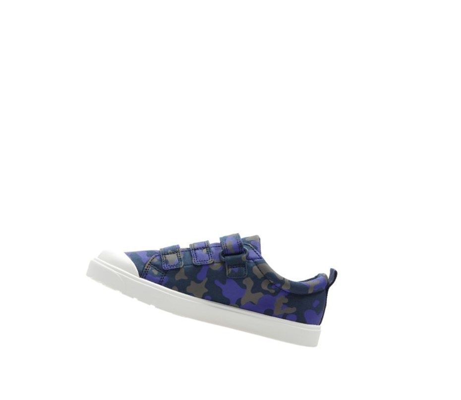 Zapatos Casuales Clarks City Flare Lo Niña Azul Marino Camuflaje | QJKY-25407