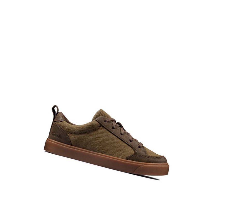 Zapatos Casuales Clarks City Fresh Textil Niño Verde Oliva | IHKZ-13295