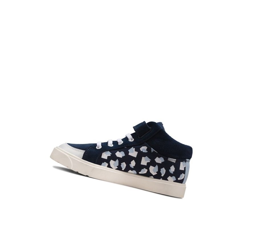 Zapatos Casuales Clarks City Hop Print Cuero Niña Azul Marino | VAMQ-39078