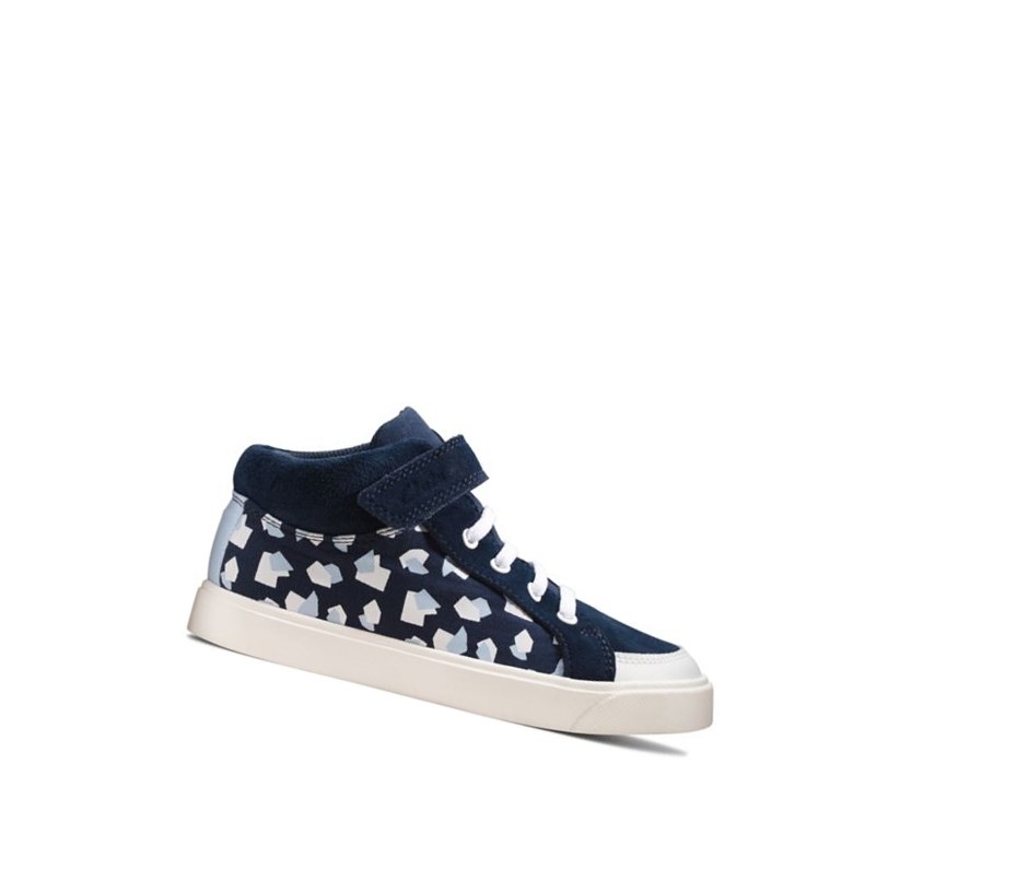 Zapatos Casuales Clarks City Hop Print Cuero Niña Azul Marino | VAMQ-39078