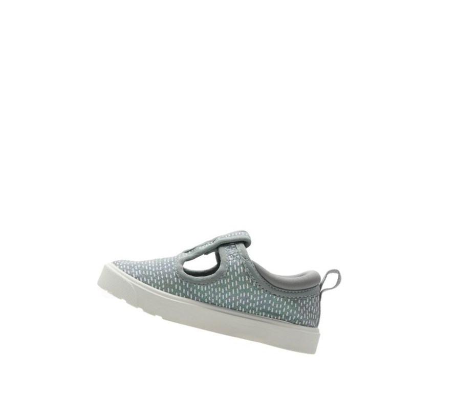 Zapatos Casuales Clarks City Spark T-bar Niña Plateadas Metal | LHDV-72350