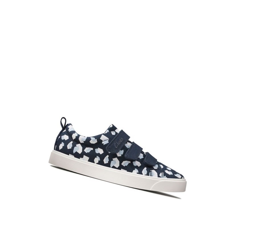 Zapatos Casuales Clarks City Vibe Print Niña Azul Marino | RMTV-57168